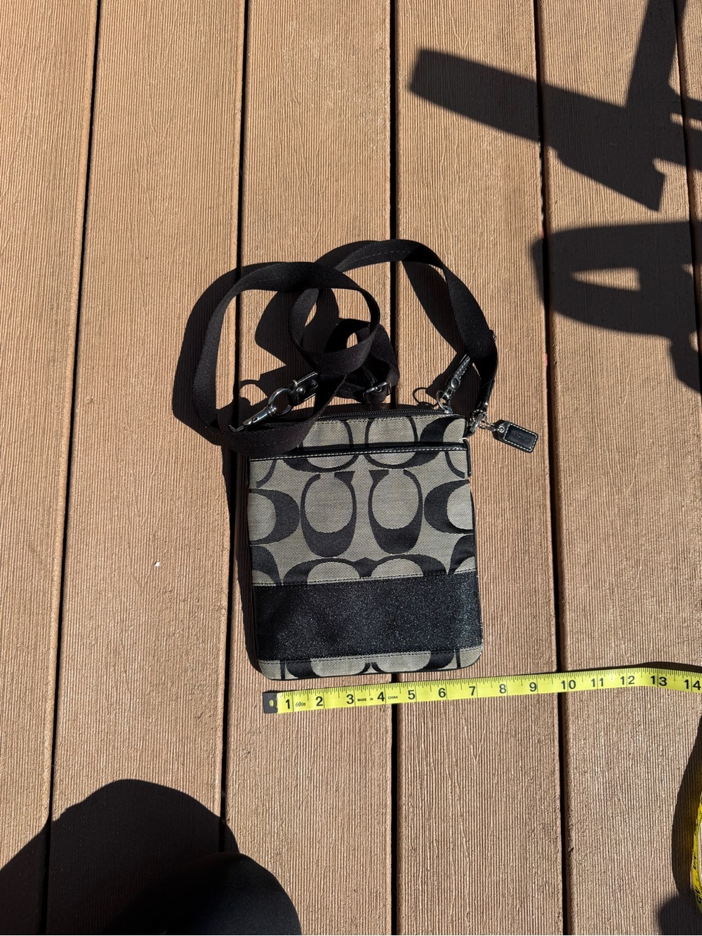 Coach Gray & Black Signature Crossbody Bag